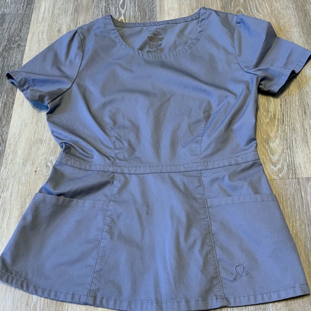 Jaanuu Peplum Top size XS 
Style J96046 color gray